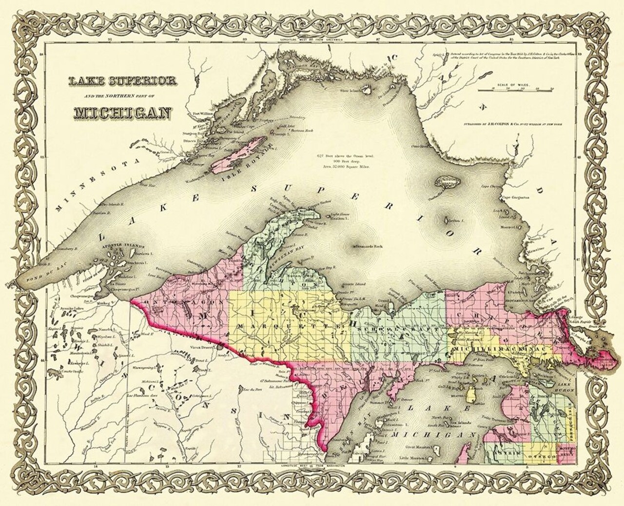 Michigan Upper Peninsula - 1855 Poster Print by Colton Colton # MIZZ0002